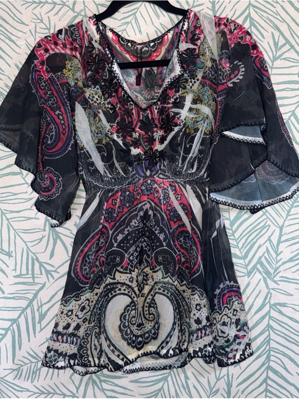 Desigual Whimseygoth Black Tunic with Embroidery and Paisley Accents